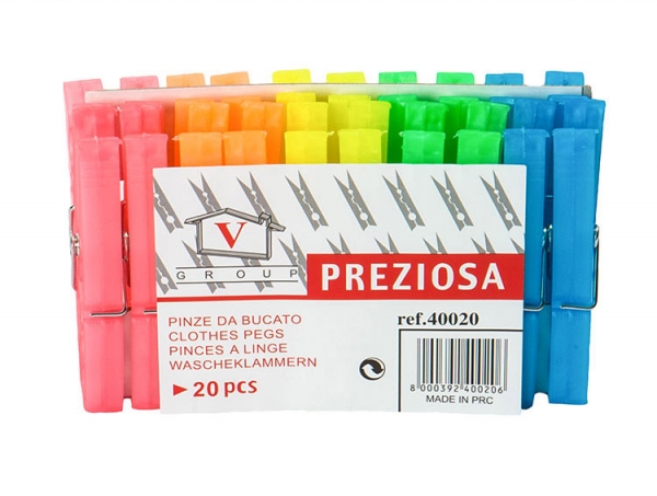 Preziosa Pegs Assorted Colours - 20 pz.